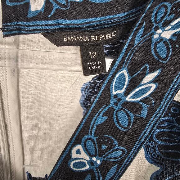 Banana Republic Linen Balloon Sleeve Mini Dress Butterfly Print Multi 12 NWOT - Picture 4 of 14